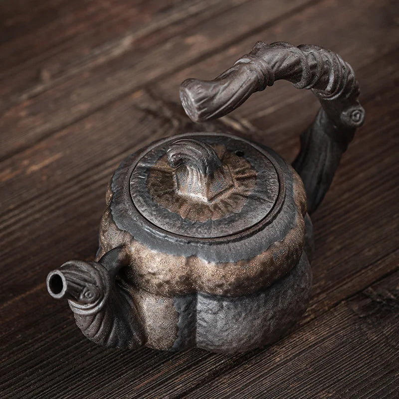 Pumpkin Loop-Handle Teapot-ToShay.org