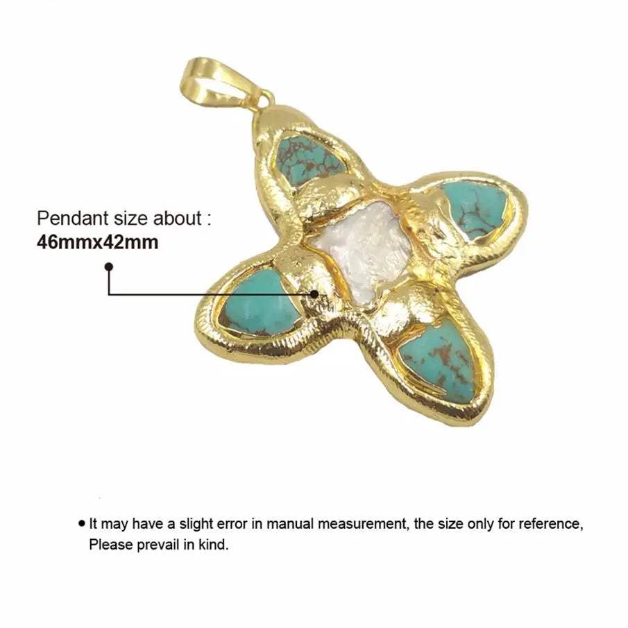Blue Turquoise Cross Pendant-ToShay.org