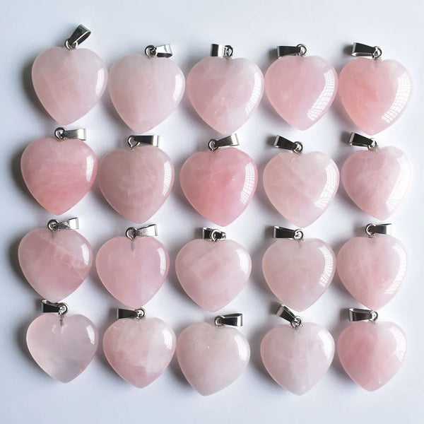 Pink Rose Quartz Heart Pendants-ToShay.org