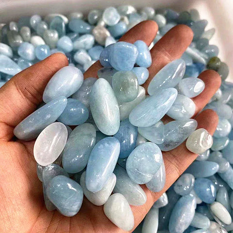 Blue Aquamarine Tumbled Stones-ToShay.org
