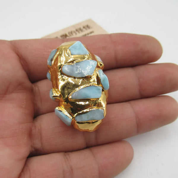 Gold Pave Larimar Beads-ToShay.org