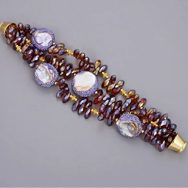 Purple Keshi Pearl Bracelet-ToShay.org