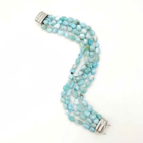 Blue Larimar Bead Bracelet-ToShay.org