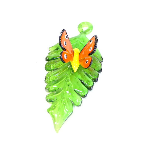 Glass Leaf Bug Pendant-ToShay.org