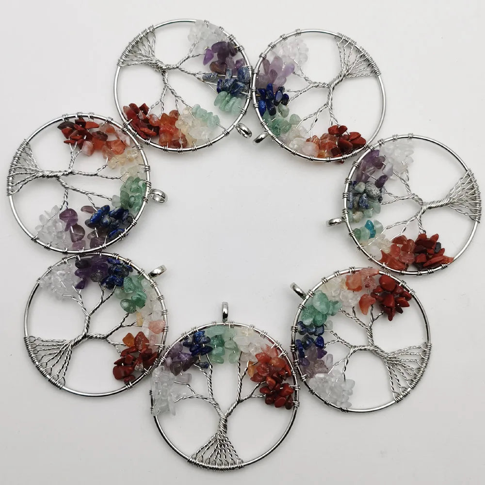 Mixed Crystal Tree Pendant-ToShay.org