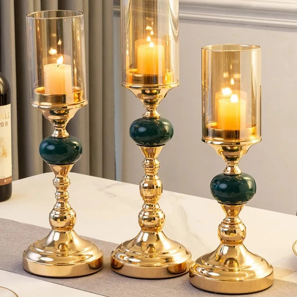 Gold Glass Candle Stands-ToShay.org