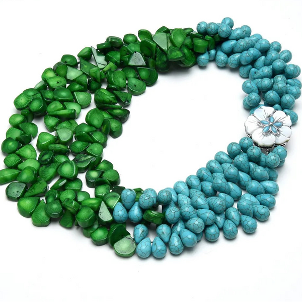 Green Coral Turquoise Necklace-ToShay.org