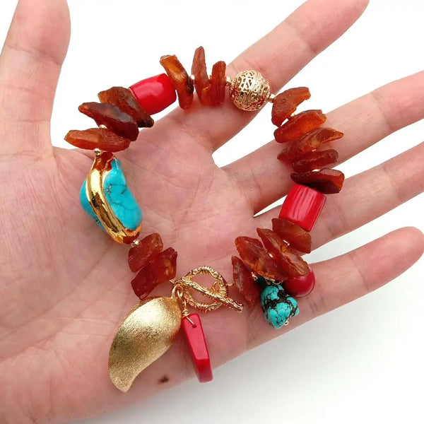Red Coral Charm Bracelet-ToShay.org