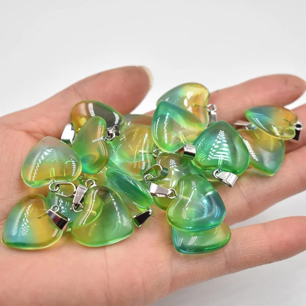 Mixed Glass Crystal Heart Pendants-ToShay.org
