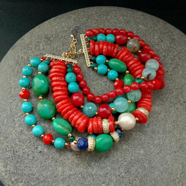 Red Coral Crystal Bracelet-ToShay.org
