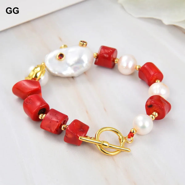Red Coral Pearl Bracelet-ToShay.org