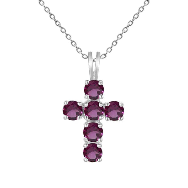 Silver Gemstone Cross Pendant-ToShay.org