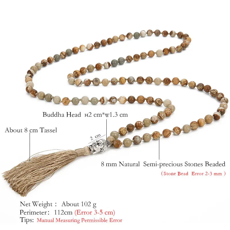 Brown Picture Jasper Mala Beads-ToShay.org