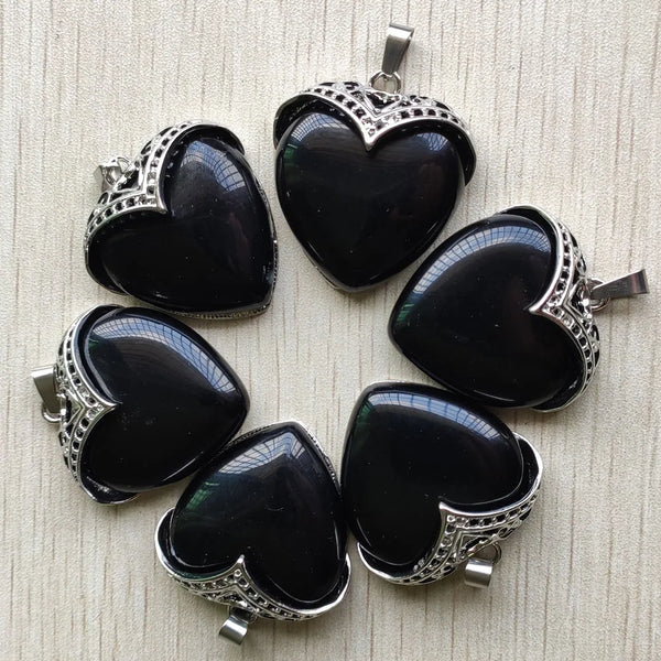 Black Obsidian Heart Pendants-ToShay.org