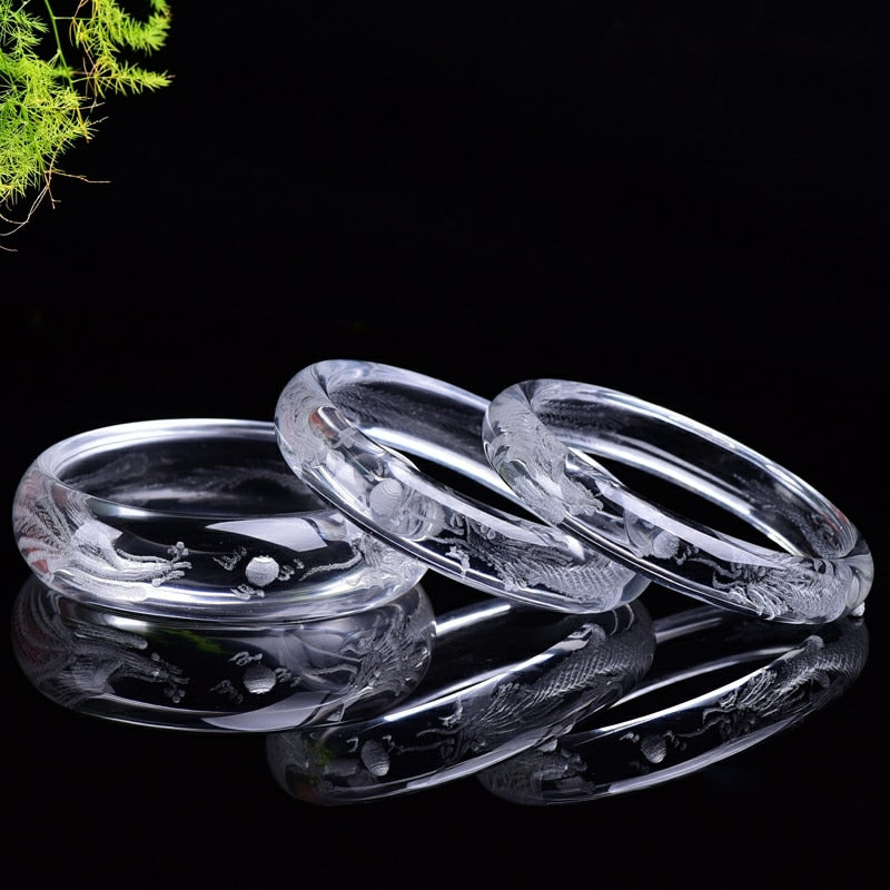 White Quartz Dragon Bangle-ToShay.org