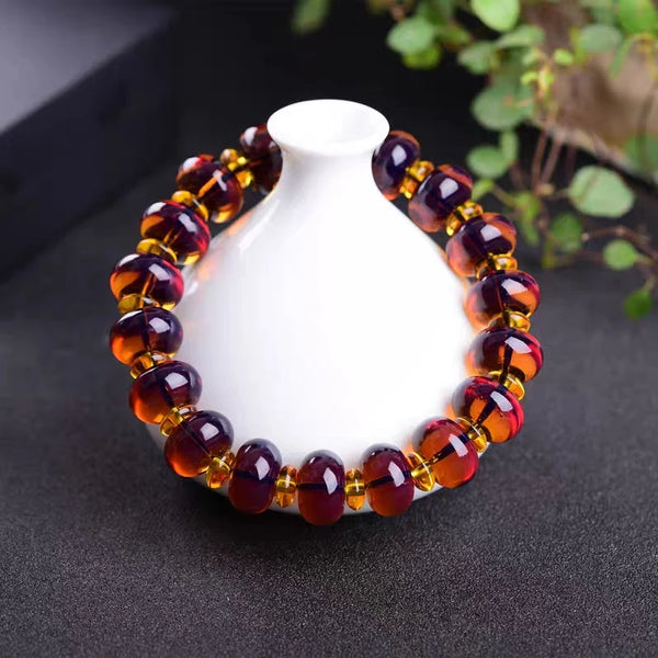 Blue Amber Bead Bracelet-ToShay.org