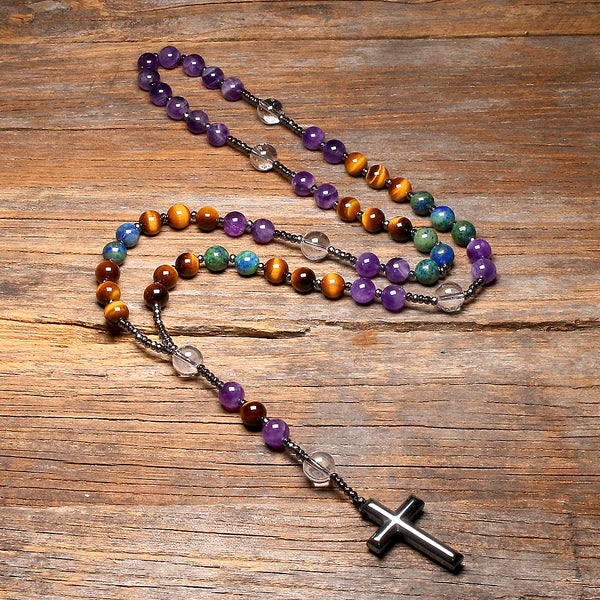 Purple Amethyst Rosary Beads-ToShay.org