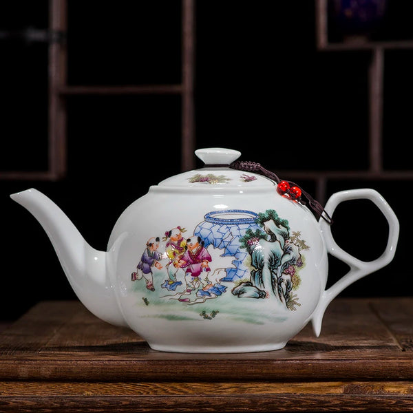 White Painted Porcelain Teapot-ToShay.org