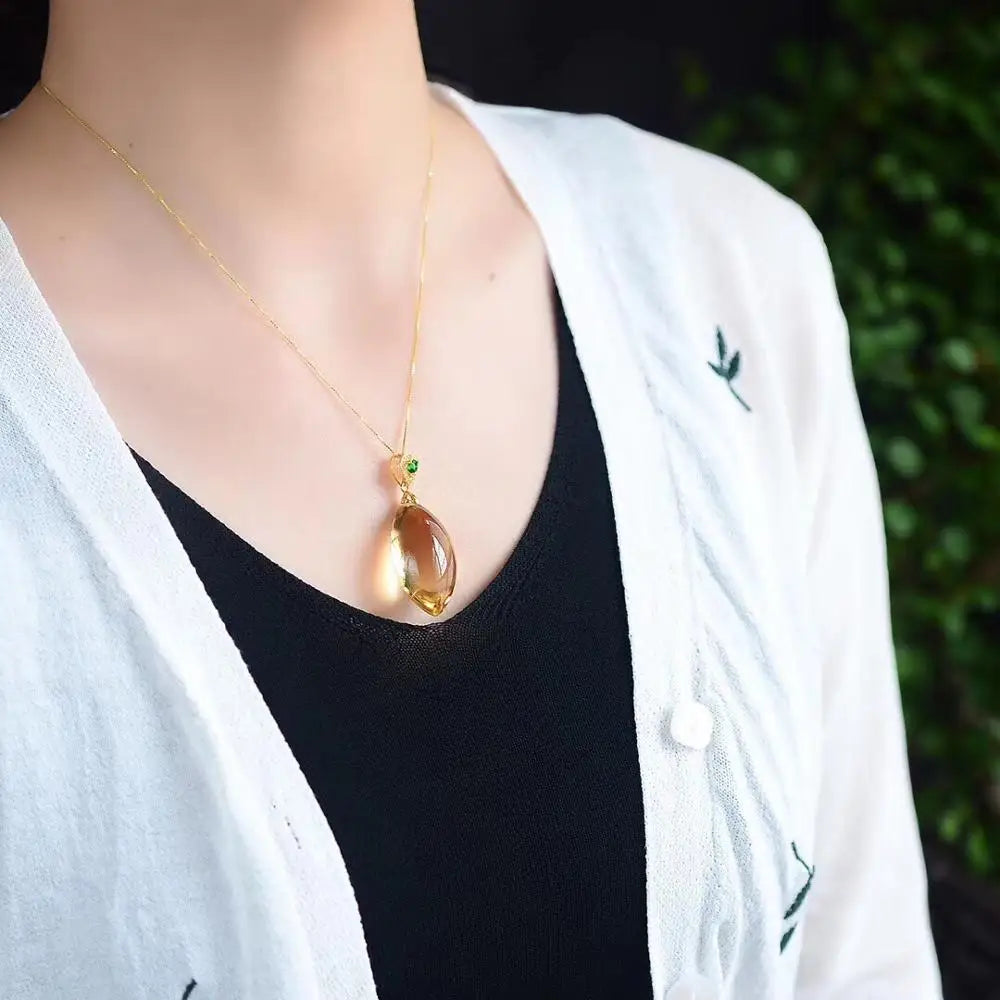 Yellow Citrine Quartz Pendant-ToShay.org