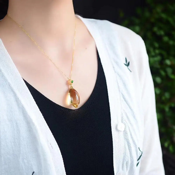 Yellow Citrine Quartz Pendant-ToShay.org