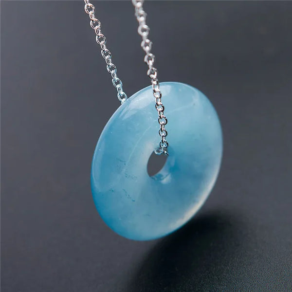 Blue Aquamarine Donut Pendant-ToShay.org