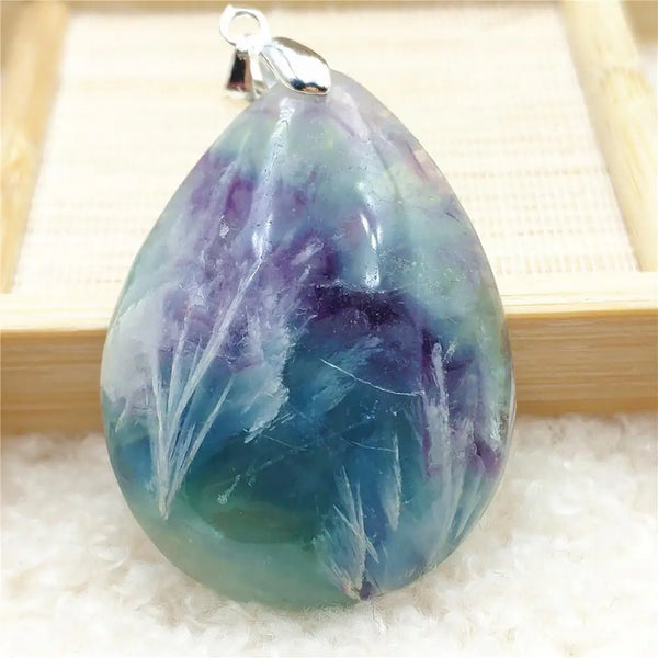 Blue Feather Fluorite Pendant-ToShay.org
