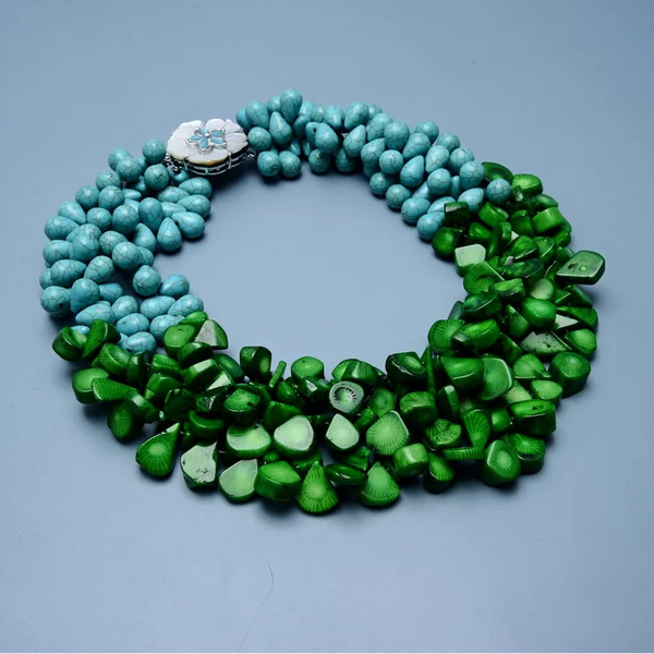 Green Coral Turquoise Necklace-ToShay.org