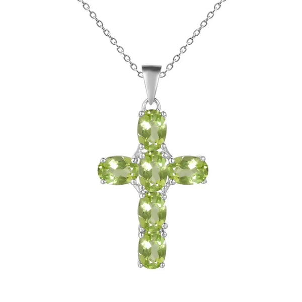 Silver Cross Gemstone Pendant-ToShay.org