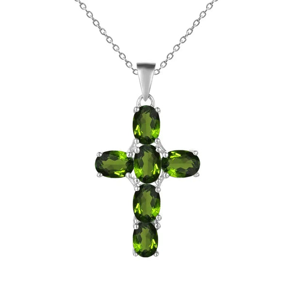Silver Cross Gemstone Pendant-ToShay.org