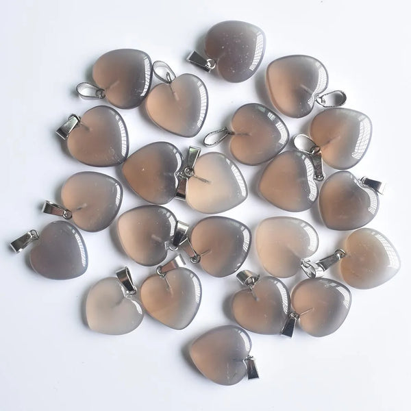 Mixed Agate Heart Pendants-ToShay.org