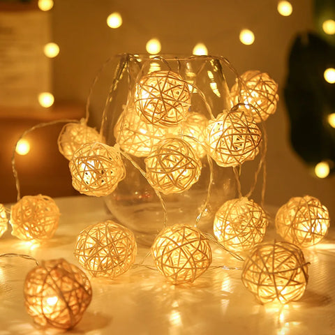 Rattan Ball String Lights-ToShay.org