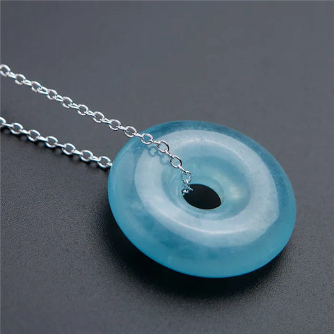 Blue Aquamarine Donut Pendant-ToShay.org