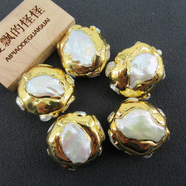 White Pearl Bezel Beads-ToShay.org