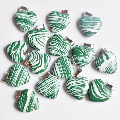 Mixed Malachite Heart Pendants-ToShay.org