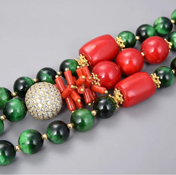 Green Tigers Eye Red Coral-ToShay.org