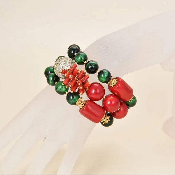 Green Tigers Eye Red Coral-ToShay.org