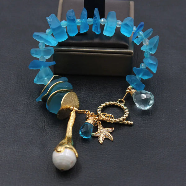 Blue Glass Quartz Bracelet-ToShay.org