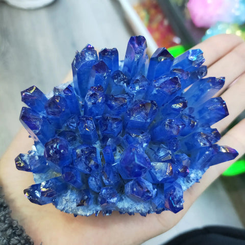 Blue Aura Quartz Crystal Cluster-ToShay.org