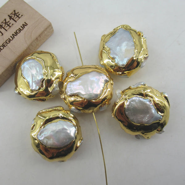White Pearl Bezel Beads-ToShay.org