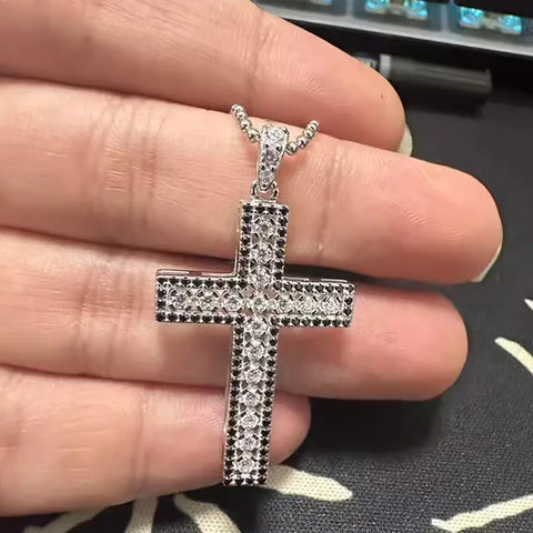 Silver Diamond Cross Necklace-ToShay.org