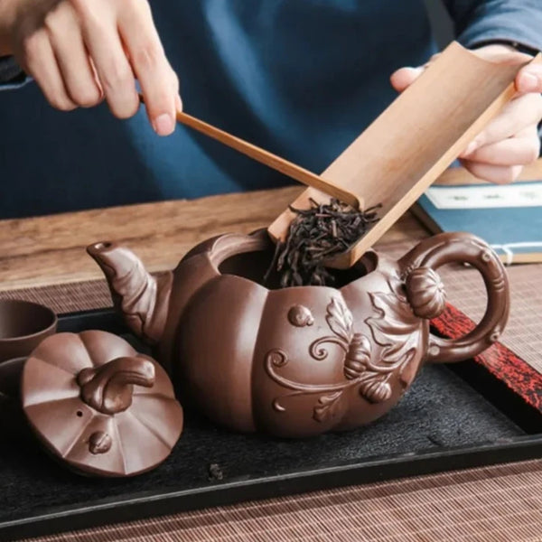 Pumpkin Clay Teapot-ToShay.org