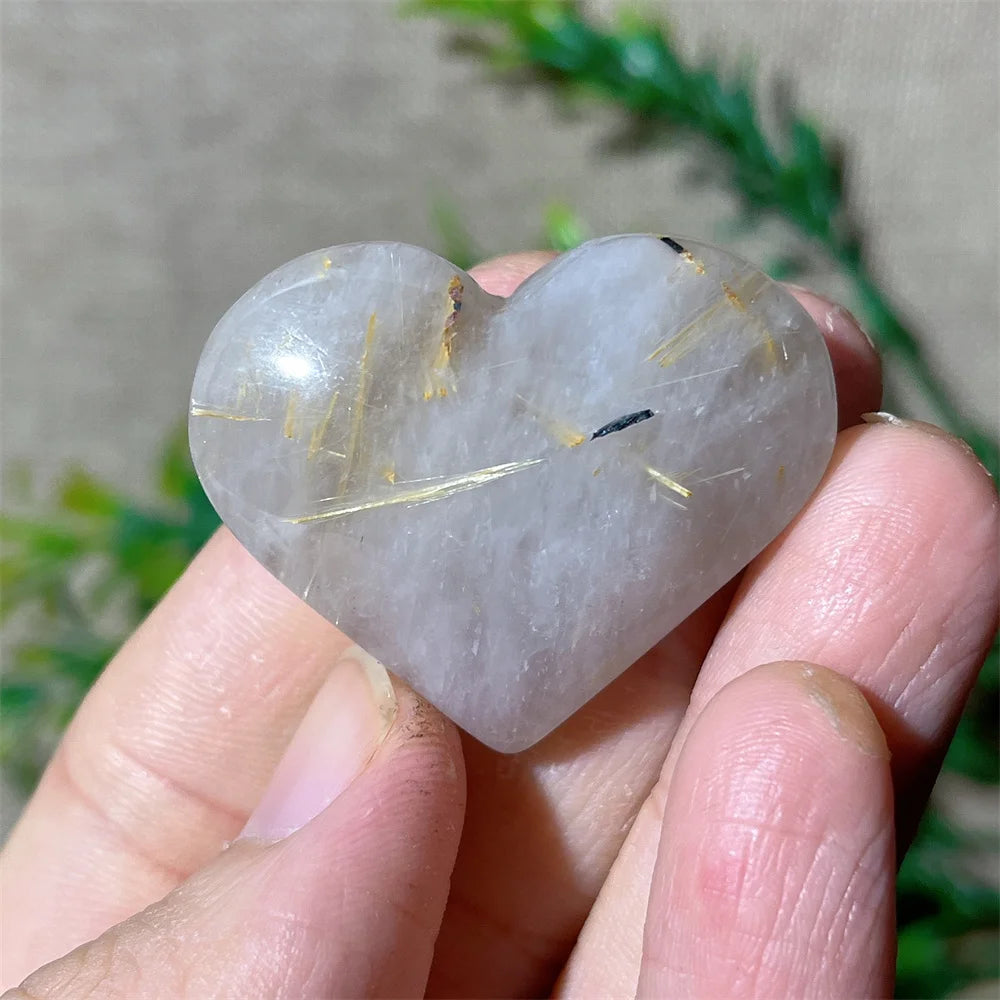 Gold Hair Rutile Quartz Heart-ToShay.org