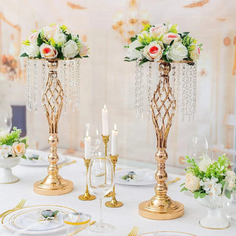 Gold Crystal Bead Flower Stand-ToShay.org