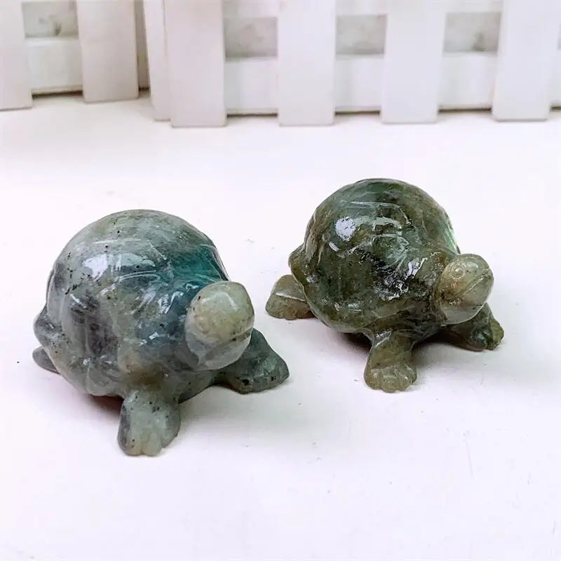 Natural Labradorite Turtle Carving Animal Model Crafts Fashion Home Decoration Healing Fengshui Gift 1pcs-ToShay.org