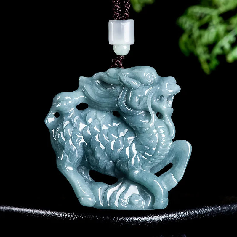 Blue Jadeite Kylin Pendant-ToShay.org
