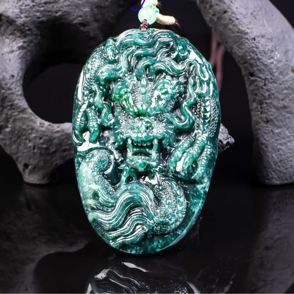 Green Jadeite Dragon Pendant-ToShay.org