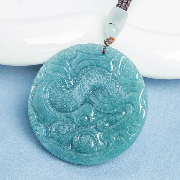 Blue Jade Dragon Pendant-ToShay.org