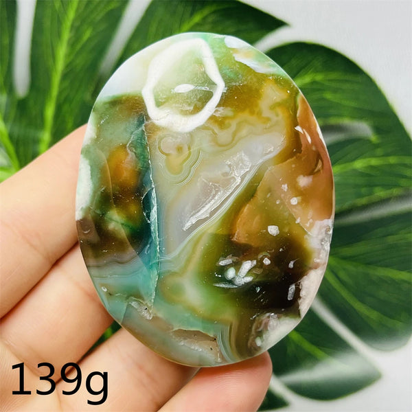 Green Flower Agate Palm Stone-ToShay.org