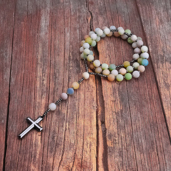Blue Amazonite BEad Rosary N-ToShay.org