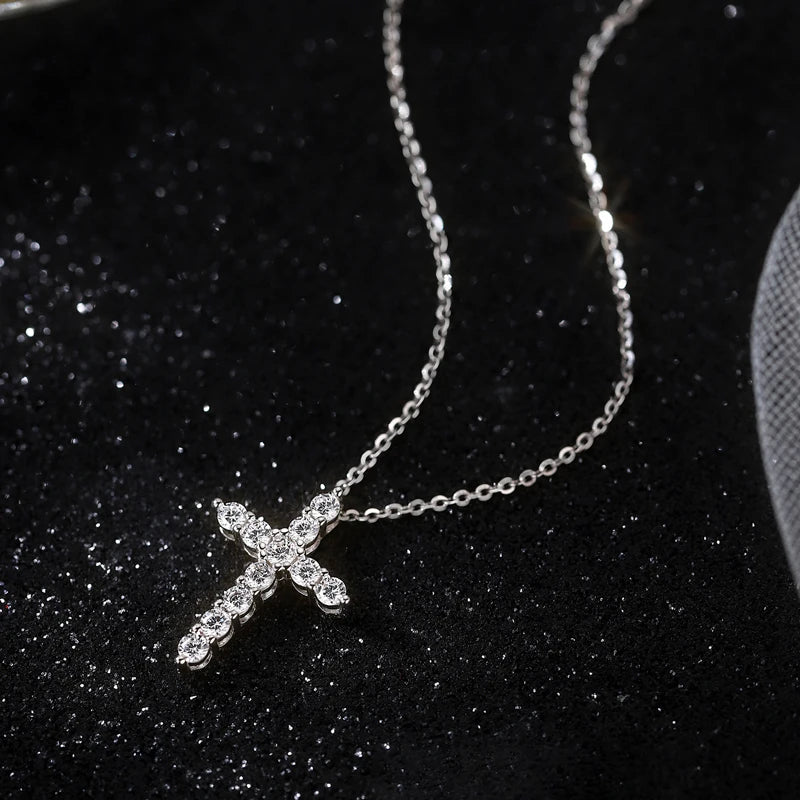 Silver Diamond Cross Pendant-ToShay.org